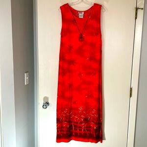 New R&K Originals sleeveless orange tropical sun dress, size 12
